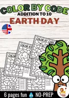 Voorbeeld - Color by code - Addition to 10 (Earth Day) | April Wiskunde Engels - Voorblad