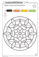 Vorschau - Arbeitsblätter - Kostenlose Mandala-Lesemalblätter Klasse 1-3 - Seite 1