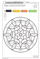 Vorschau - Arbeitsblätter - Kostenlose Mandala-Lesemalblätter Klasse 1-3 - Seite 2