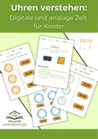 Vorschau - Arbeitsblätter - Uhren verstehen: Digitale und analoge Zeit für Kinder - Deckblatt