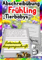 Vorschau - Unterrichtsreihen - Frühling - Abschreibübung "Neue Tierbabys" in Lateinischer Ausgangsschrift - Deckblatt