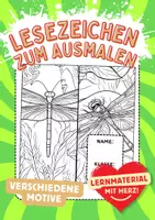 Vorschau - Arbeitsblätter - Lesezeichen Libellen Buchzeichen Kunst Insekten basteln Ausmalbilder - Deckblatt