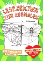 Vorschau - Libellen Lesezeichen Leseecke ausmalen Insekten Kunst basteln Ausmalbilder - Deckblatt