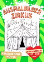 Vorschau - Arbeitsblätter - Ausmalbild Zirkuszelt Kunst Zirkus Ausmalbilder ausmalen Lückenfüller - Deckblatt