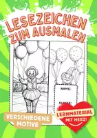 Vorschau - Arbeitsblätter - Lesezeichen Clown Buchzeichen Zirkus Kunst basteln Ausmalbilder - Deckblatt