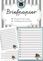 Vorschau - Arbeitsblätter - Briefpapier "Rotkehlchen" - Lineatur - 3 Versionen - Deckblatt
