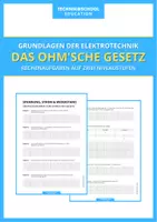 Vorschau - Arbeitsblätter - Technik - Das Ohm'sche Gesetz - Rechenaufgaben auf zwei Niveaustufen - Deckblatt