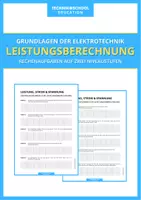 Vorschau - Arbeitsblätter - Technik - Die elektrische Leistung - Rechenaufgaben auf zwei Niveaustufen - Deckblatt