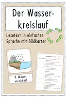 Vorschau - Arbeitsblätter - Wasserkreislauf - vereinfachter Lesetext und Bildkarten zur Sprachförderung - Deckblatt