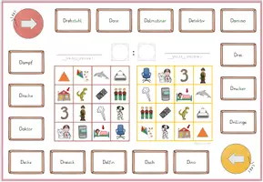 Vorschau - Stationenlernen - Freiarbeit Buchstabe D: 2x Domino, 1x Bingo, 1x Domino Tafelmaterial, differenziert, mit Selbstkontrolle - Seite 1
