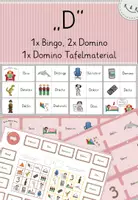 Vorschau - Stationenlernen - Freiarbeit Buchstabe D: 2x Domino, 1x Bingo, 1x Domino Tafelmaterial, differenziert, mit Selbstkontrolle - Deckblatt