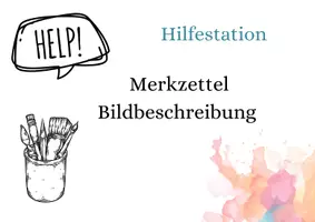 Vorschau - Arbeitsblätter - Bildbeschreibung Merkzettel Formulierungshilfen für Schüler*innen - Deckblatt