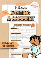 Vorschau - Arbeitsblätter - Write a comment | 🖊️Writing Phrases | Opinion | Discuss - Deckblatt
