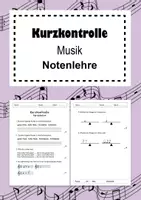 Vorschau - Test - Kurzkontrolle Musik NOTENLEHRE Musiktest - Deckblatt