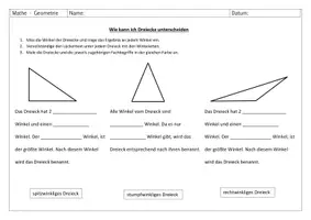 Vorschau - Arbeitsblätter - Dreiecke nach Winkeln benennen - selbsterarbeiten - Deckblatt