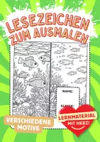 Vorschau - Mal- und Bastelvorlagen - Lesezeichen Korallenriff Buchzeichen Kunst Fische basteln Ausmalbilder - Deckblatt