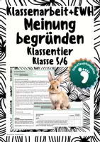 Vorschau - Arbeitsblätter - Klassenarbeit+EWH - Meinung begründen - Klassentier - Deckblatt