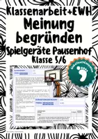 Vorschau - Arbeitsblätter - Klassenarbeiten +EWH - Meinung begründen - Pausenhof Klasse 5/6 - Deckblatt