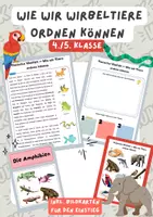 Vorschau - Arbeitsblätter - Wirbeltiere ordnen -informativer Einstieg | Unterrichtsreihe "Wirbeltiere", Biologie Klasse 4./5. - Deckblatt