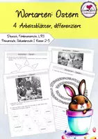 Vorschau - Arbeitsblätter - Wortarten "Ostern", 4 Arbeitsblätter - differenziert, Klasse 2-5 - Deckblatt