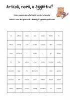 anteprima - Esercizi - Articoli, nomi, o aggettivi qualificativi da colorare - Pagina 1