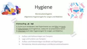 Vorschau - Arbeitsblätter - Hygiene | Menstruation | Versuche - Deckblatt