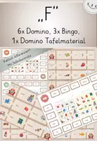 Vorschau - Unterrichtsreihen - Freiarbeit F, Einführung Buchstabe F, 3x Bingo, 6x Domino, 1x Domino Tafelmaterial, vielfach differenziert! Mit Selbstkontrolle - Deckblatt
