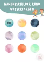 Vorschau - Bildkarten - FREEBIE: Namensschild Grundschule rund editierbar - Deckblatt