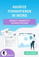 Vorschau - Arbeitsblätter - Komplette Unterrichtsstunde: Absätze formatieren in Word - Deckblatt