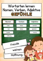Vorschau - Fördermaterial/Inklusion - GEFÜHLE / EMOTIONEN - Nomen, Verben, Adjektive (Wortarten lernen) - Deckblatt