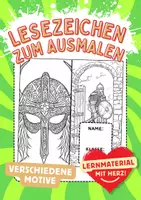 Vorschau - Lesezeichen Wikinger Buchzeichen Kunst basteln Ausmalbilder - Deckblatt