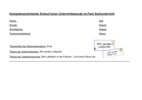 Vorschau - Stundenentwürfe - Unterrichtsentwurf Luftballon in der Flasche Sachunterricht Klasse 2 - Seite 2