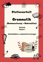 Vorschau - Arbeitsblätter - Stationsarbeit Grammatik Kl. 7: Kommasetzung und Nebensätze - Deckblatt