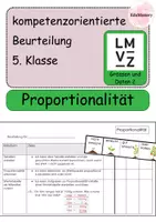 Vorschau - Test - kompetenzorientierte Beurteilung LMVZ 5. Klasse Proportionalität - Kriterienraster - Deckblatt