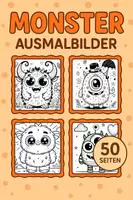 Vorschau - Mal- und Bastelvorlagen - Monster Ausmalbilder (50 Malvorlagen) inkl. Stundenentwurf (PDF) - Deckblatt