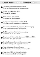 Vorschau - Arbeitsblätter - AB Claude Monet | Kunst | Arbeitsblätter mit Fragen + Lösungen - Seite 3