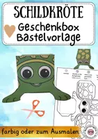 Vorschau - Mal- und Bastelvorlagen - Schildkröte Schachtel basteln - Geschenkbox - Deckblatt