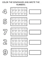 Vista previa - Manualidades / Dibujos para colorear - COUNT THE DINOSAURS 1 - página 1