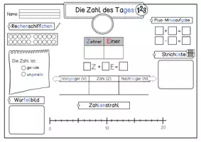 Vorschau - Arbeitsblätter - Zahl des Tages für Klasse 1 - ZR bis 20 - Seite 1