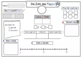 Vorschau - Arbeitsblätter - Zahl des Tages für Klasse 1 - ZR bis 20 - Seite 2