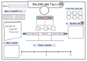 Vorschau - Arbeitsblätter - Zahl des Tages für Klasse 1 - ZR bis 20 - Seite 3