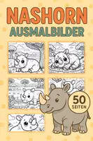 Vorschau - Mal- und Bastelvorlagen - Nashorn Ausmalbilder (50 Malvorlagen) inkl. Stundenentwurf (PDF) - Deckblatt