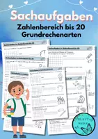 Vorschau - Arbeitsblätter - Sachaufgaben im Zahlenbereich bis 20, Mathematik, Textaufgaben - Deckblatt