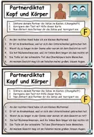 Vorschau - Aufgabenkarten - Partnerdiktat "Kopf und Körper" DaZ / DaF / Deutsch - Seite 2