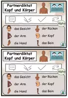 Vorschau - Aufgabenkarten - Partnerdiktat "Kopf und Körper" DaZ / DaF / Deutsch - Seite 3