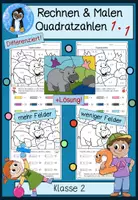Vorschau - Arbeitsblätter - Rechnen & Malen – Quadratzahlen Einmaleins, Rechenmalblätter für Klasse 2 🎨 Differenzierte Mathe-Arbeitsblätter mit Lösung - Deckblatt
