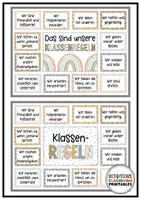 Vorschau - Poster - Klassenregeln | Boho Neutral Klassenzimmer Deko | Verhaltensregeln | Regenbogen - Seite 1