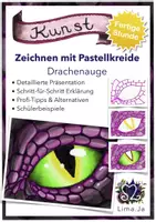 Vorschau - Mal- und Bastelvorlagen - Schritt für Schritt Präsentation + 4 Malvorlagen: Drachenauge mit Pastellkreide. - Deckblatt