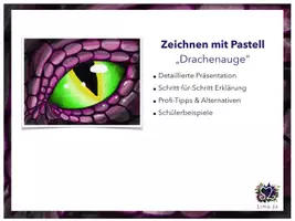 Vorschau - Mal- und Bastelvorlagen - Schritt für Schritt Präsentation + 4 Malvorlagen: Drachenauge mit Pastellkreide. - Seite 3