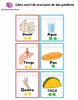 Vista previa - Tarjetas / Manipulativos - Libro movil de oraciones de dos palabras - Portada
